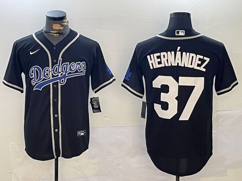 Men Los Angeles Dodgers #37 Hernandez Black Game 2024 Nike MLB Jersey style 11216